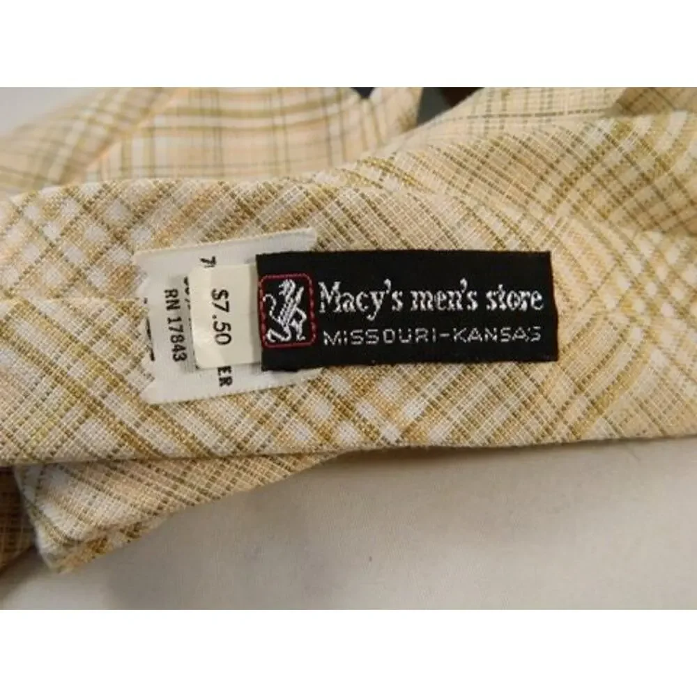 Vintage Wide Tie, Del Soldato Macys Mens Store Gold Cream White Tan Pink Brown